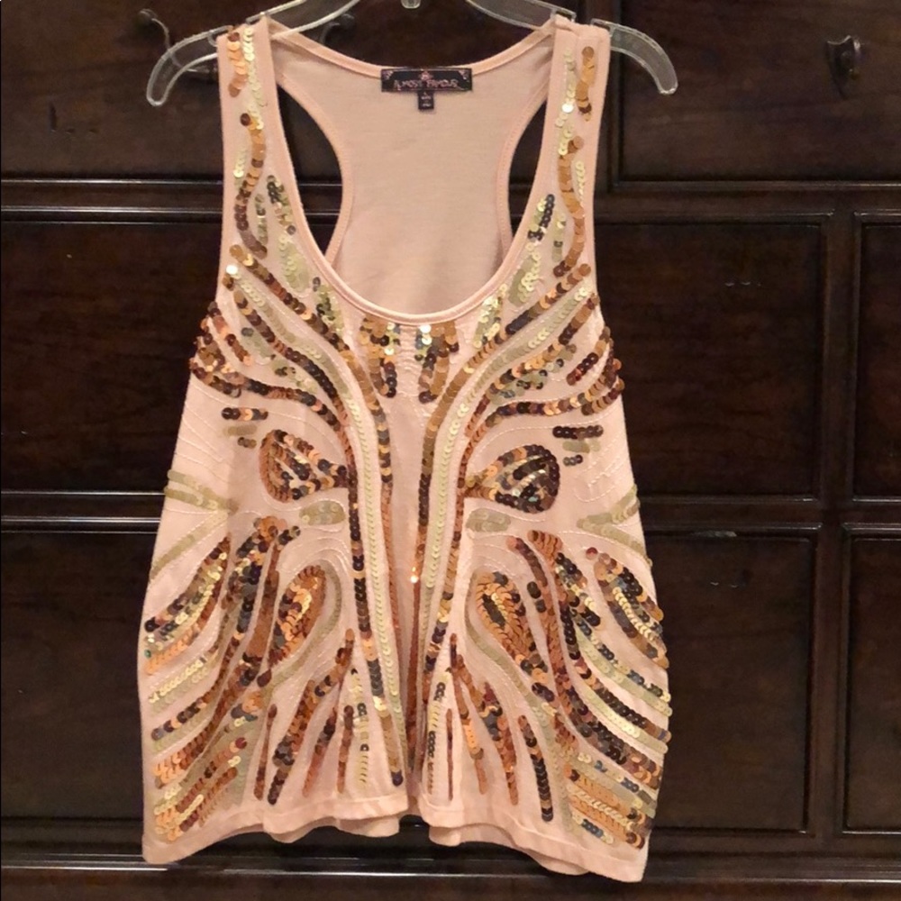 Pink, rose gold, and cream tank top